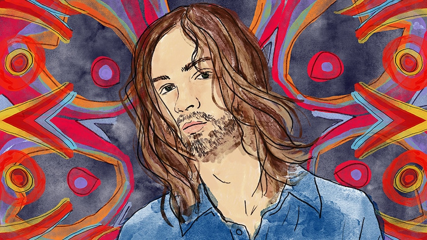 An illustrated portrait of Tame Impala's Kevin Parker