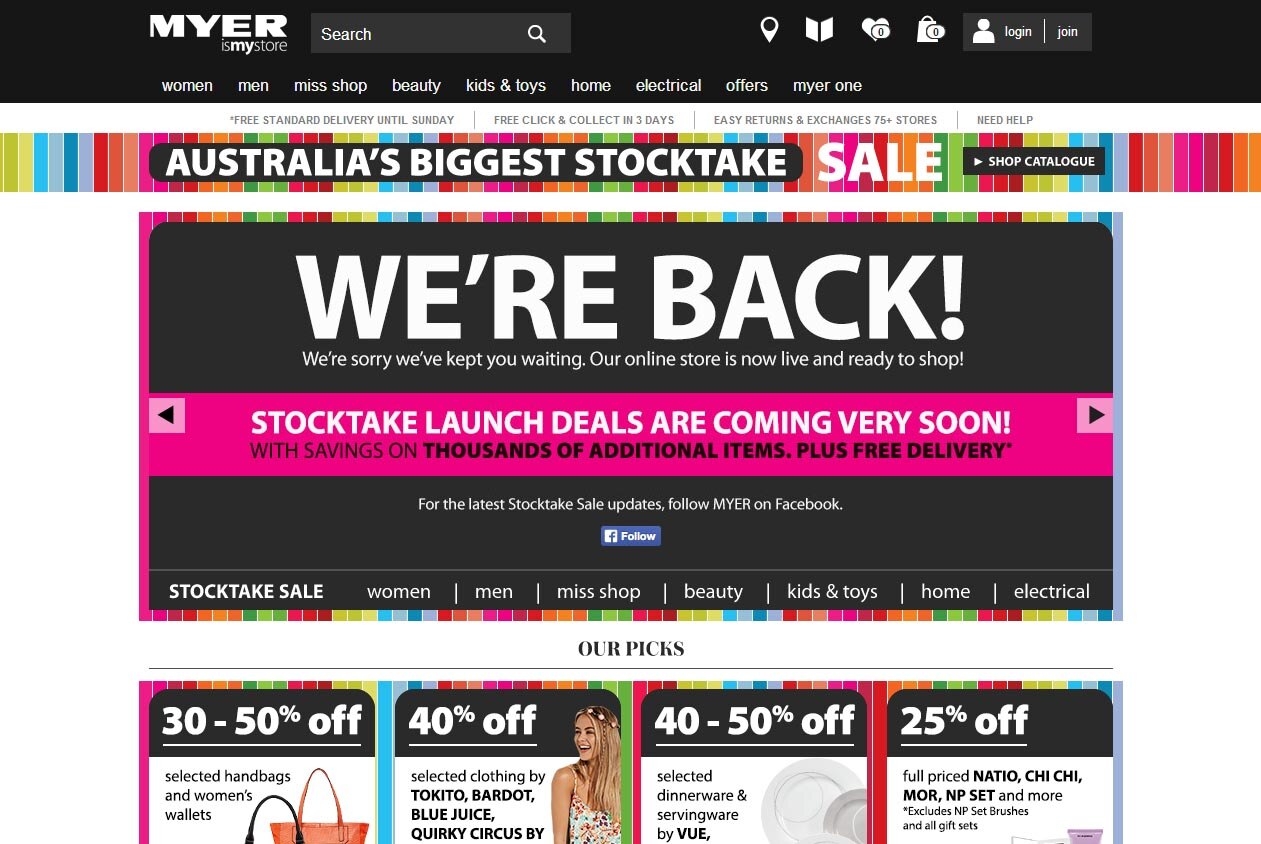 Myer website back up a week after crash ABC News