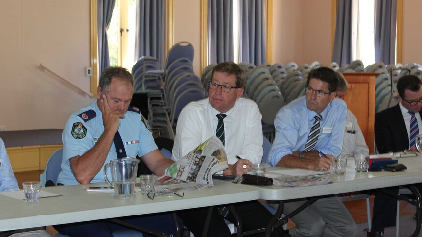 Assistant Police Commissioner Geoff McKechnie, Acting Premier Troy Grant, Tamworth MP Kevin Anderson at an ice forum in Tamworth