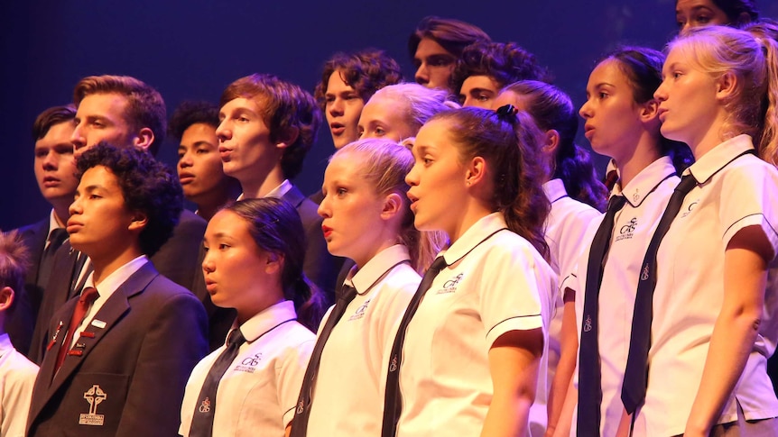 The St Columba Anglican School Choir during a Port Macquarie performance.