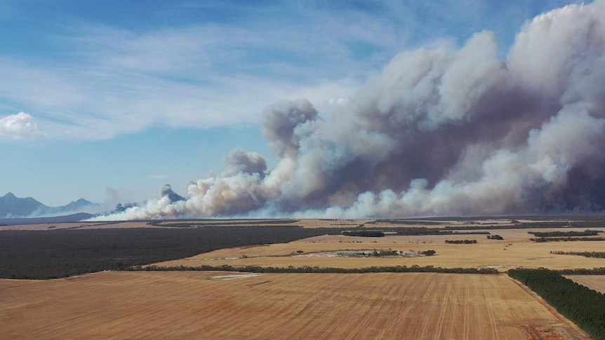 smoke rises into the sky over Stirling Range National Park