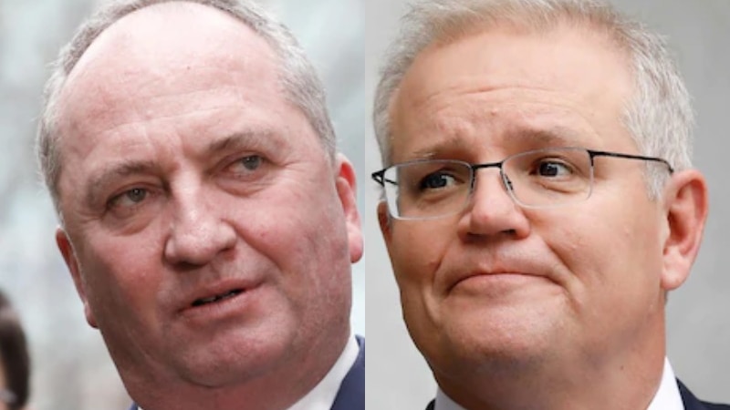 A composite image of Barnaby Joyce and Scott Morrison