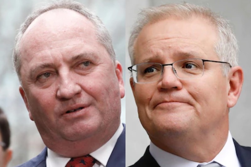 A composite image of Barnaby Joyce and Scott Morrison