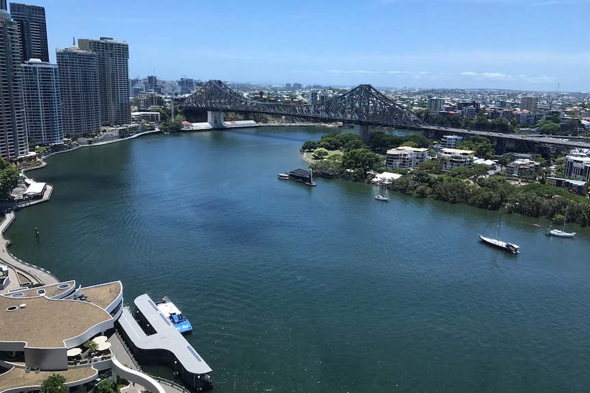 Looking towards the Brisbane River and the Story Bridge