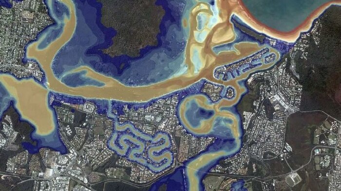Map showing Noosa during a one-in-10,000 year highest amplified tide.