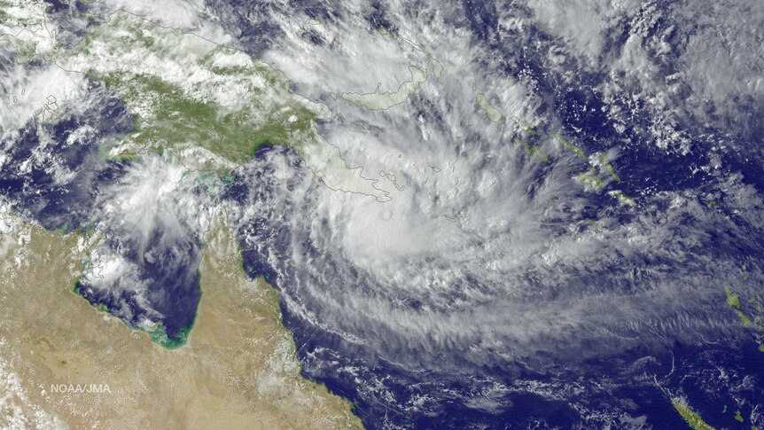 NOAA satellite image showing Tropical Cyclone Ita off the north Queensland coast on April 9.