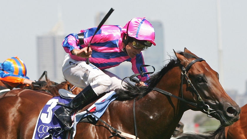 Thunderous run: Nicconi came with a withering finishing sprint to score by a long head.
