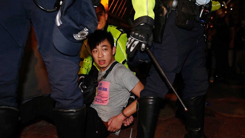 Protestor detained in Hong Kong