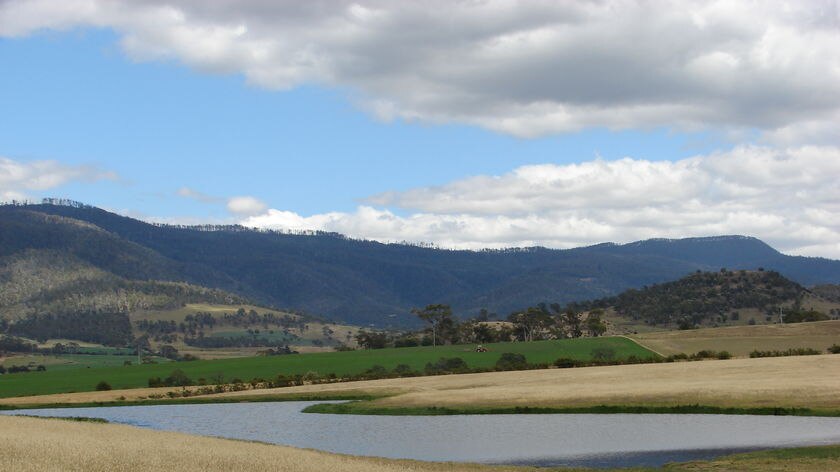 Rural view through southern Tasmania.