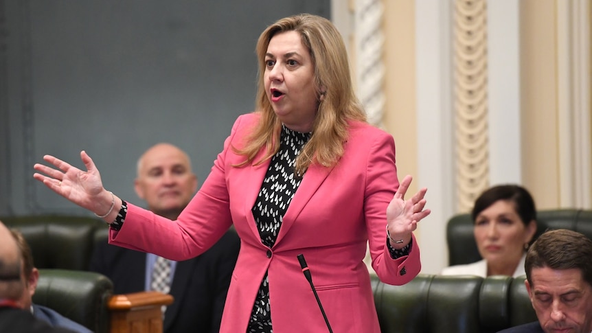 Premier Annastacia Palaszczuk speaking during Question Time at Queensland Parliament House in Brisbane
