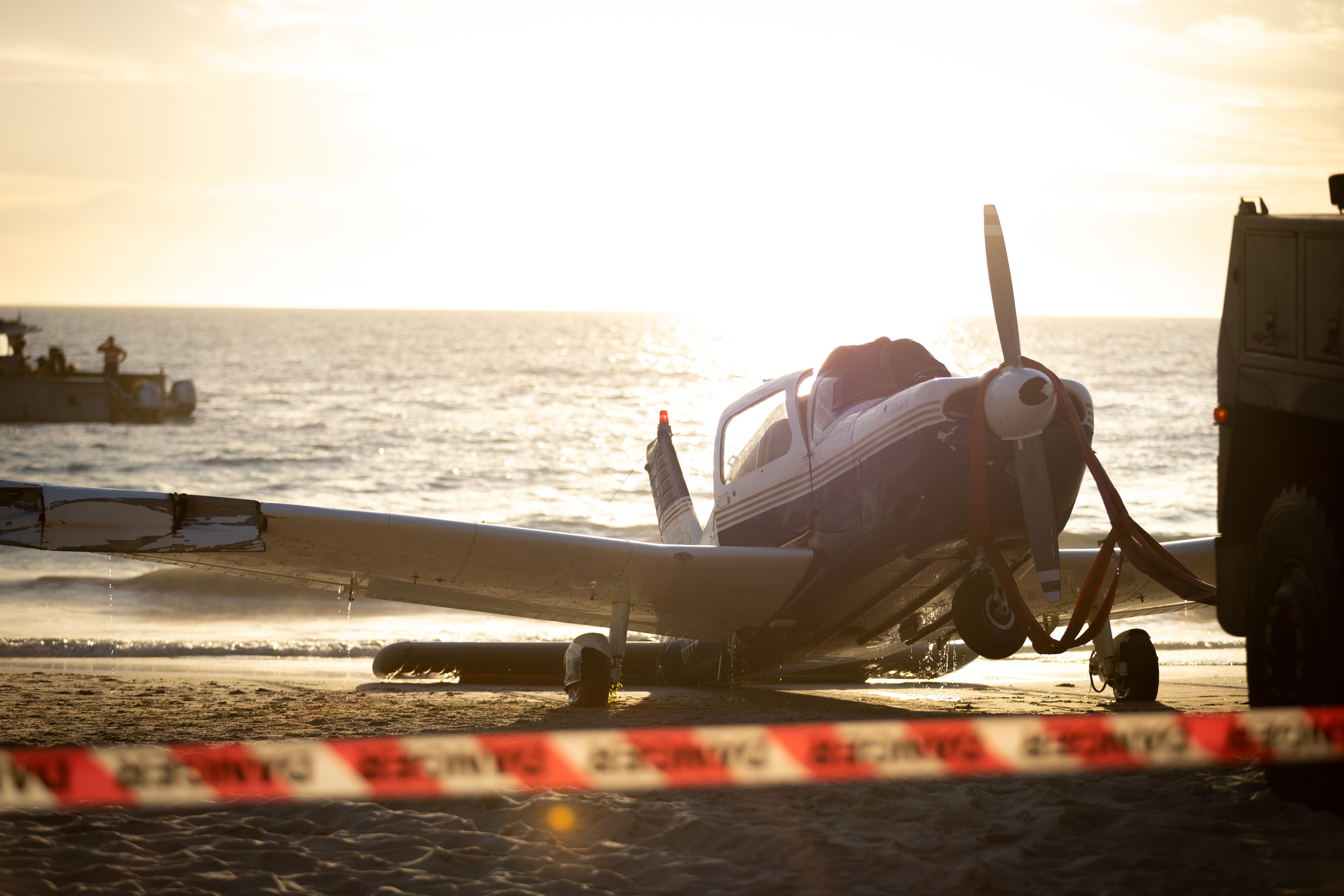 A plane on a beach 