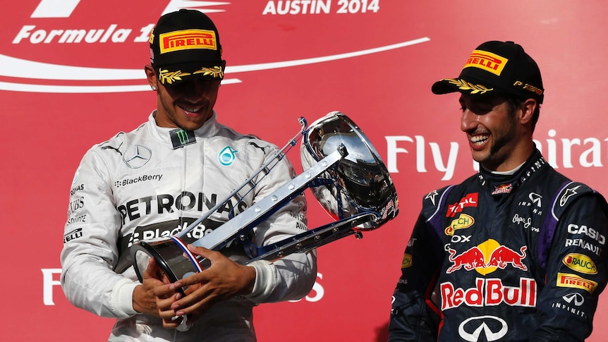 Ricciardo with US Grand Prix winner Hamilton