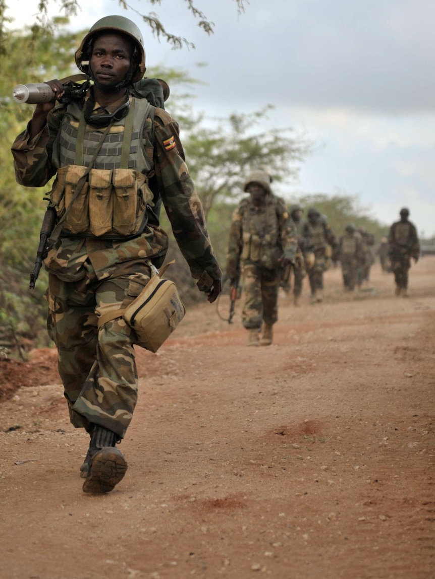 African Union troops march towards al-shabab controlled regions