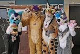 A group of furries in their full costumes at FurDU 2018 on the Gold Coast