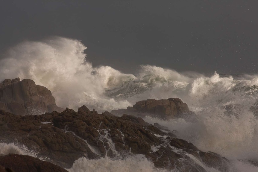 Wild seas on the Tasmanian West Coast of Tasmania.