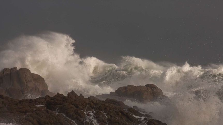 Wild seas on the Tasmanian West Coast of Tasmania. May 6, 2015.