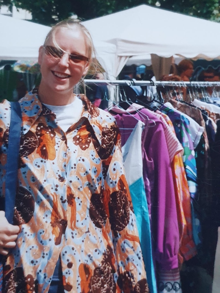 Clothes vendor at Salamanca Market, Hobart.