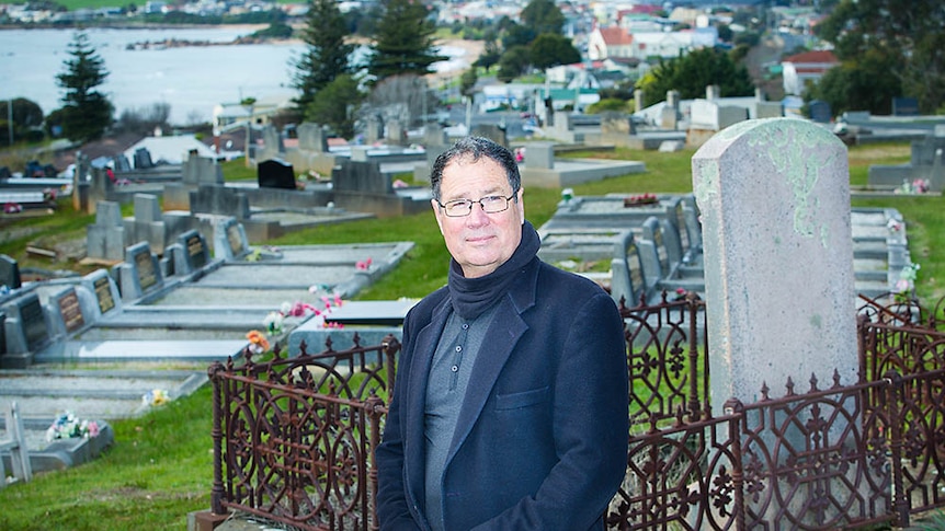 Ross Hartley in the Penguin cemetery