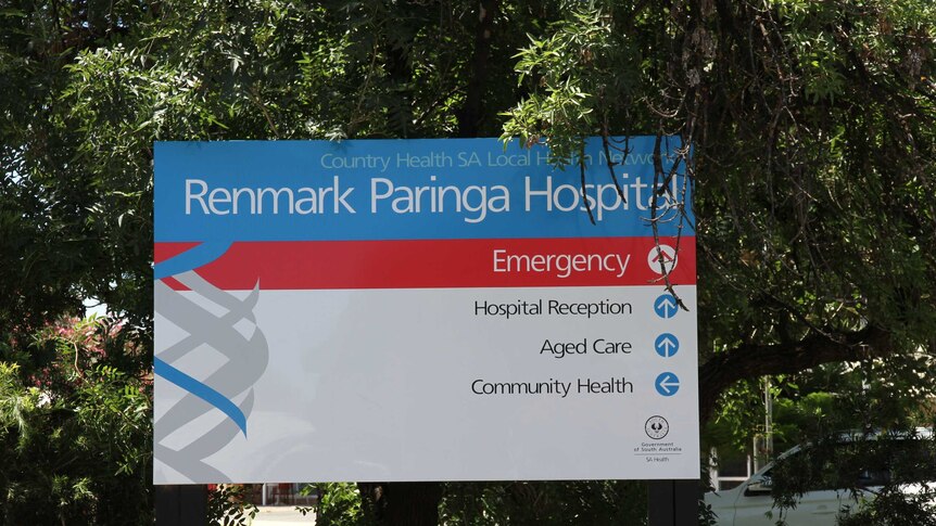 Sign out the front of Renmark Paringa Hospital in South Australia's Riverland.