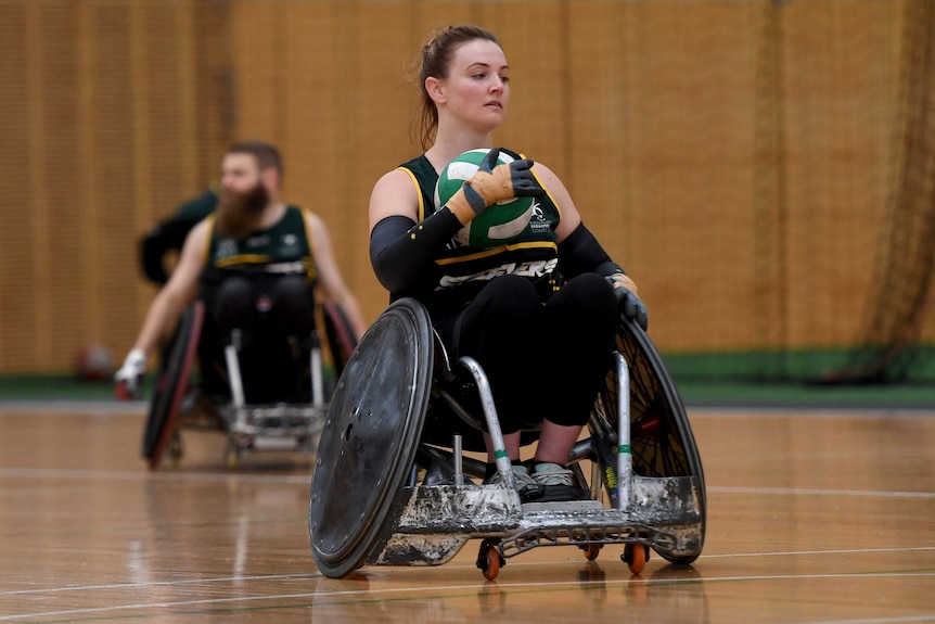 Out on her own: Shae Graham is Australia's first female player at an international wheelchair rugby event.