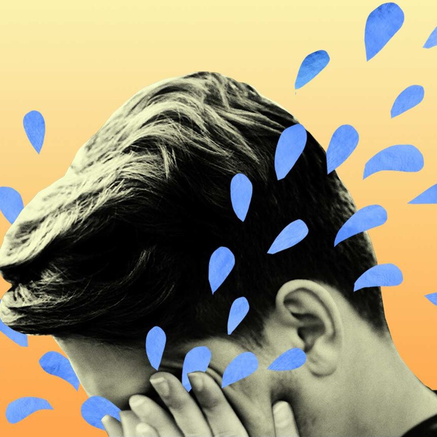 Stylised image of a man crying