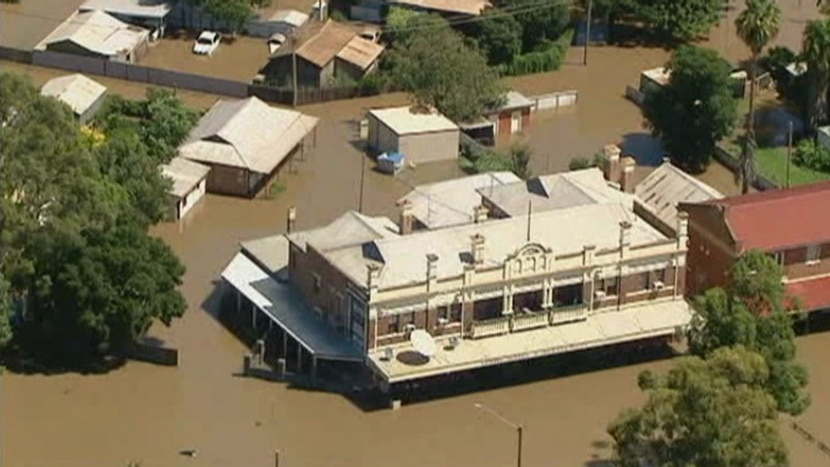 Arial view of flooded Forbes