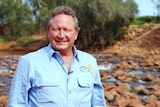 Andrew Forrest smiling at the camera wearing a blue collared shirt