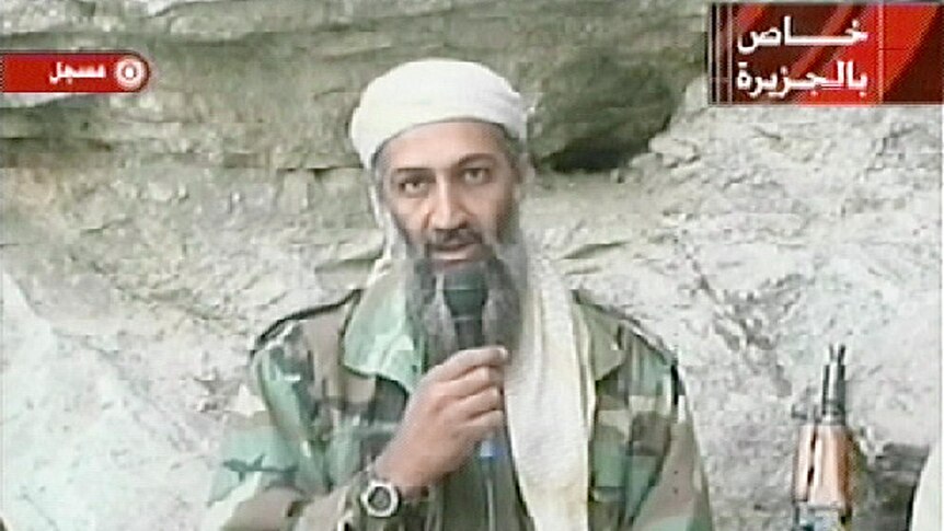 Osama bin Laden speaks in a video message recorded soon after September 11