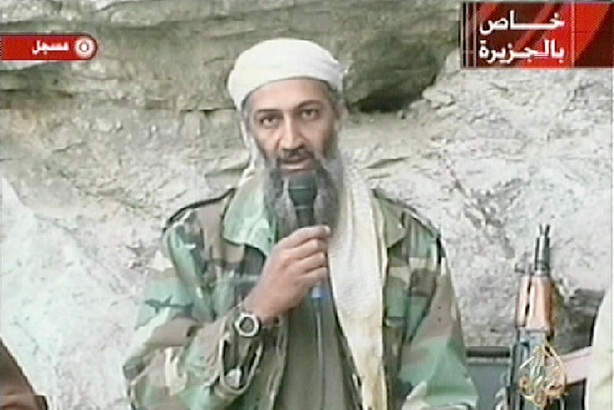 Osama bin Laden speaks in a video message recorded soon after September 11