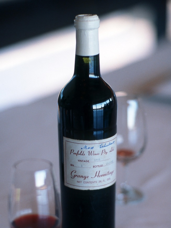 A bottle of Penfolds Grange Hermitage created in 1951.