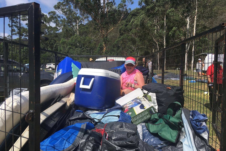 A car full of festival items