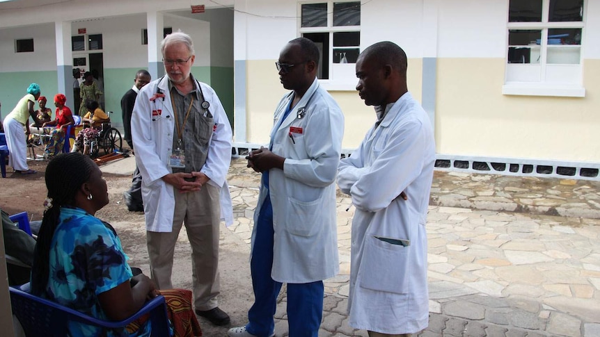 Dr Neil Wetzig on a ward round with medical colleagues at a teaching hospital in Goma in the Democratic Republic of Congo.