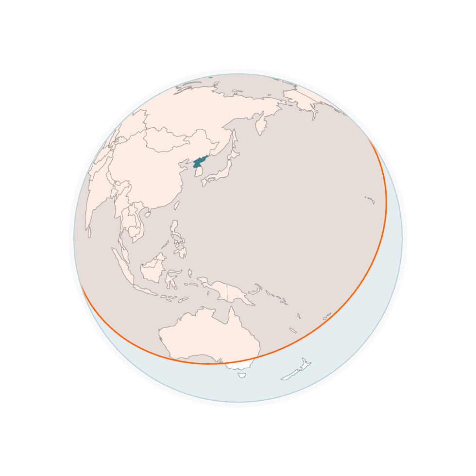 Red circle around North Korea shows the range of its 1st ICBM test. Most of Australia is inside circle.