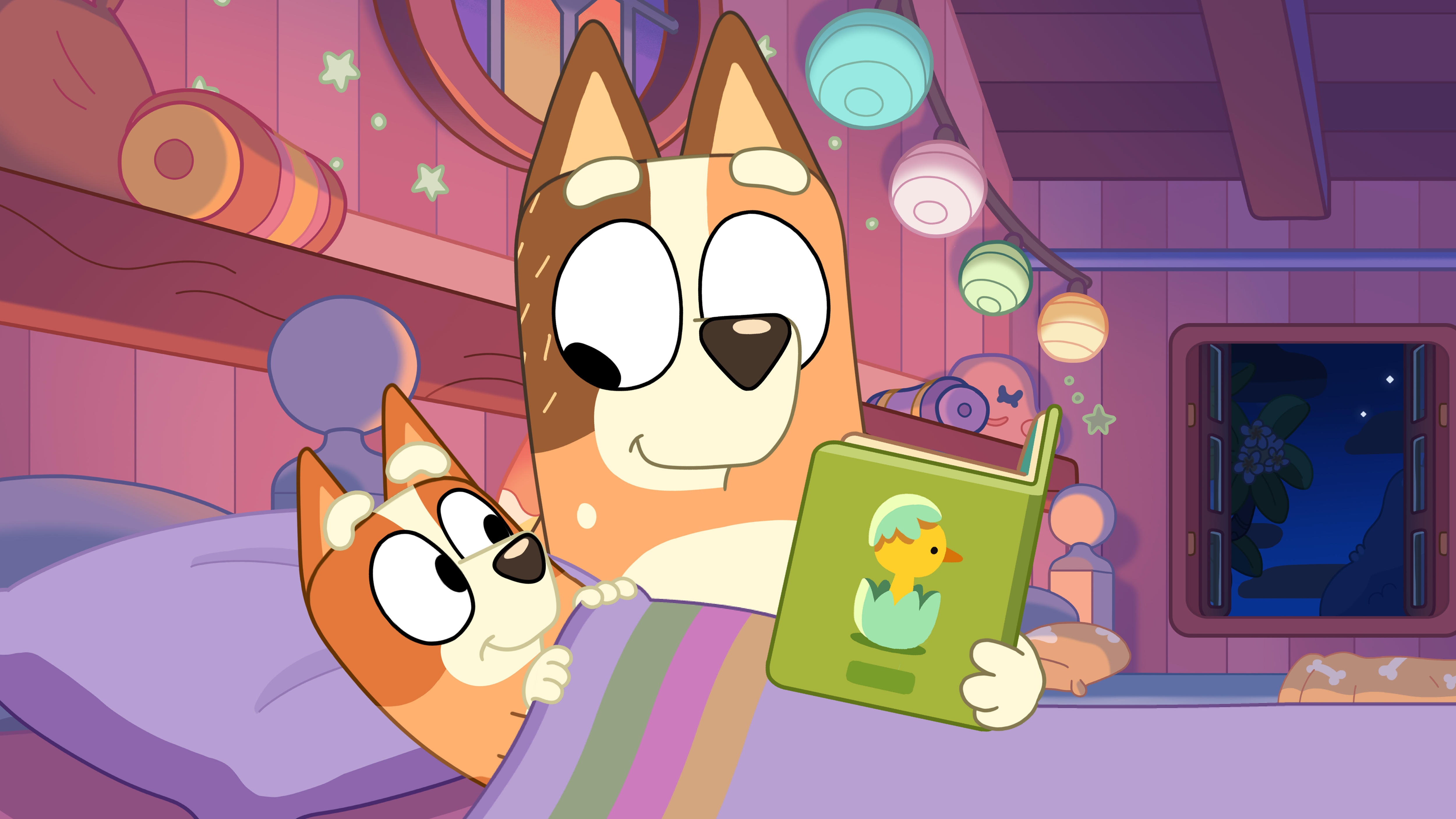 Bluey characters Bingo and Chilli.