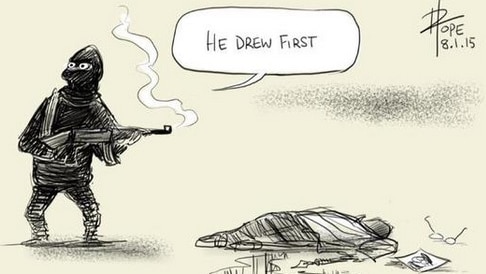 Cartoon in response to Charlie Hebdo shooting