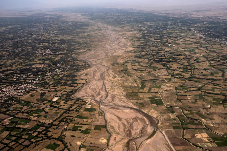 An aerial view of the aftermath of an earthquake in Afghanistan's west.