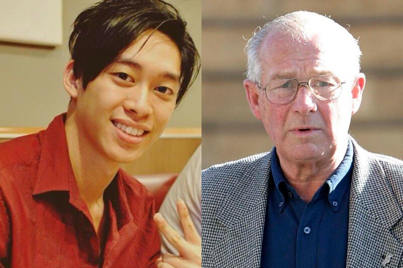 a composite image of ex detective roger rogerson and student jamie gao who rogerson was jailed for murdering in 2014
