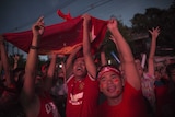 Supporters of Myanmar opposition leader Aung San Suu Kyi