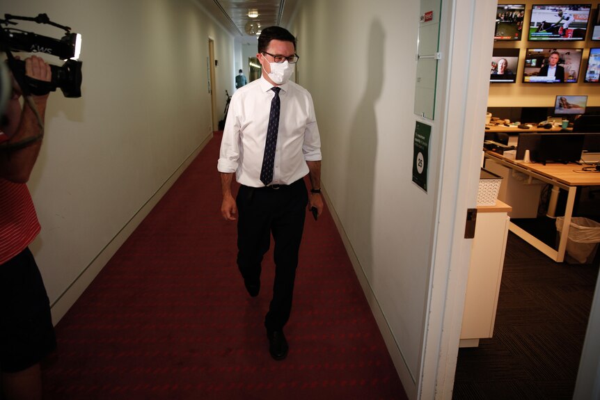 David Littleproud walks into Sky News' office inside Parliament House