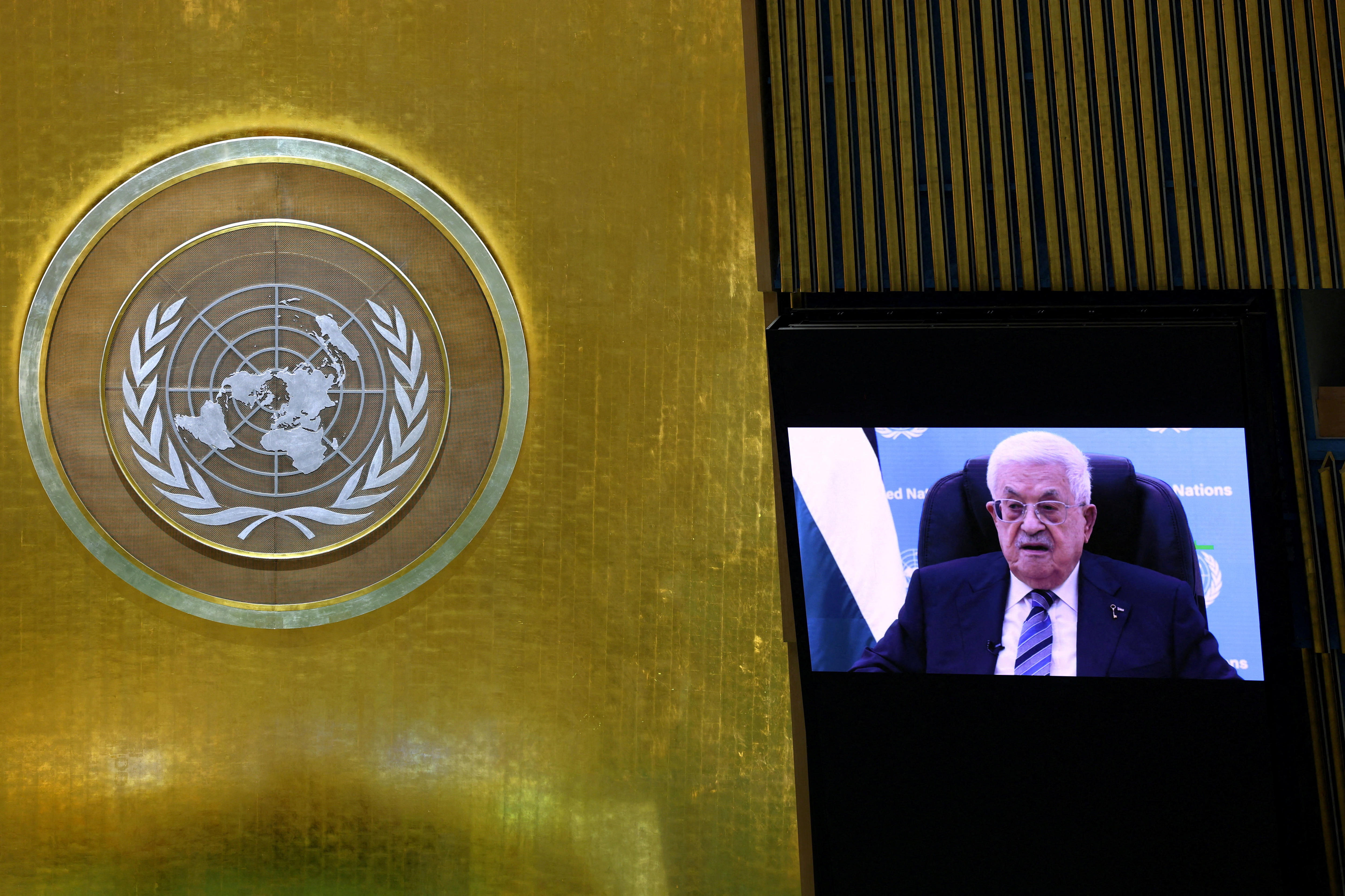 Palestinian president sends video to UN after 'unlawful' visa denial
