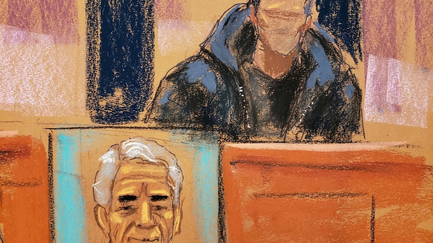 Courtroom sketch of male witness 'Shawn' sitting