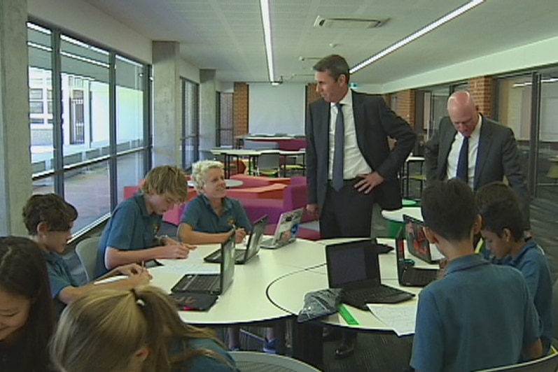 Peter Collier with Churchlands students