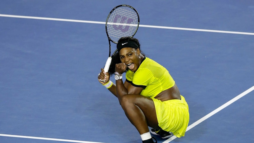 Ominous form ... Serena Williams celebrates winning her semi-final match against Agnieszka Radwanska