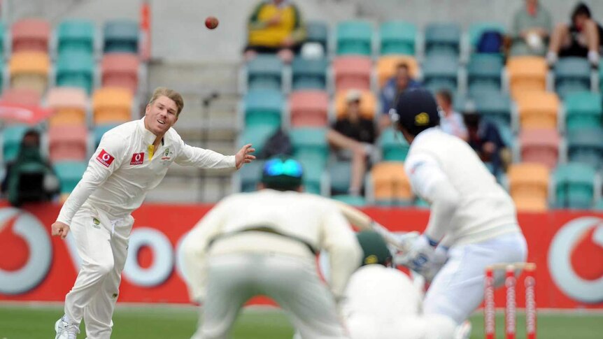 Flashback... Shane Warne David Warner bowls on day five.