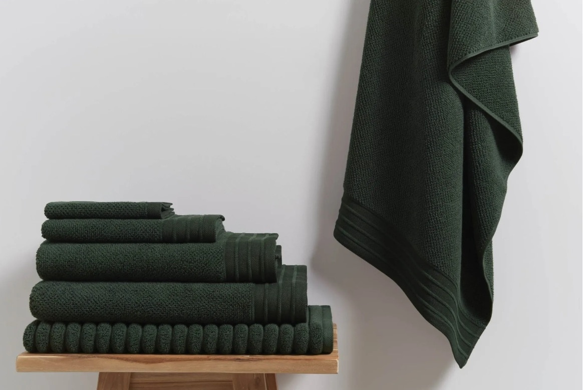 A generic image of dark green towels neaty 