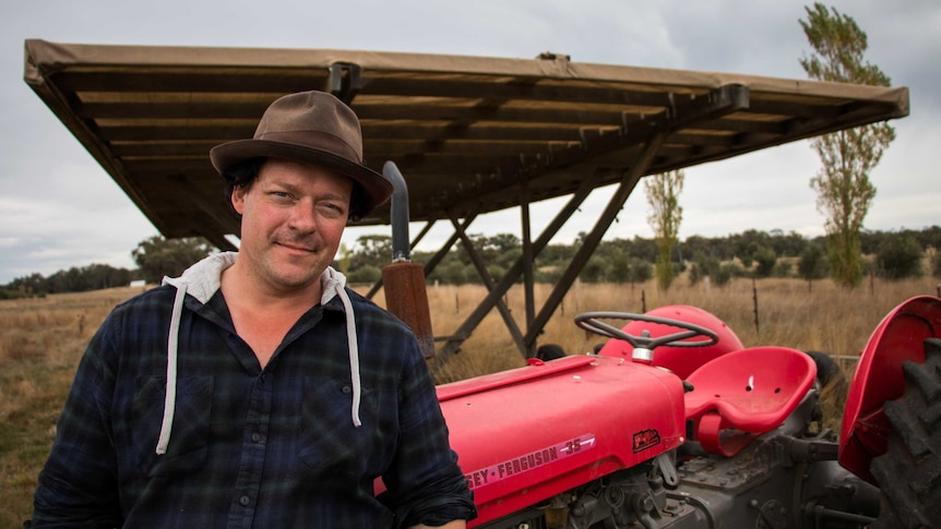 Poultry farmer Ben Falloon on his property in central Victoria.