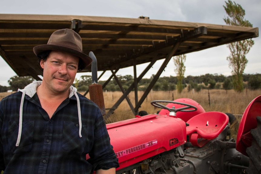 Poultry farmer Ben Falloon on his property in central Victoria.