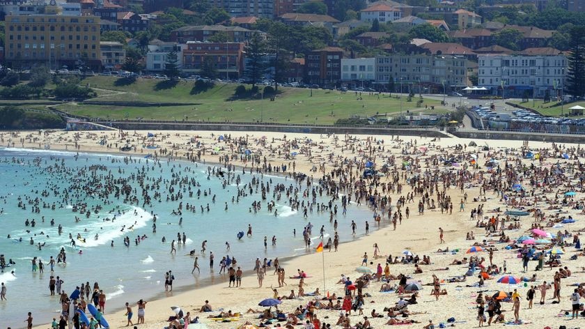 A crowded Bondi beach.