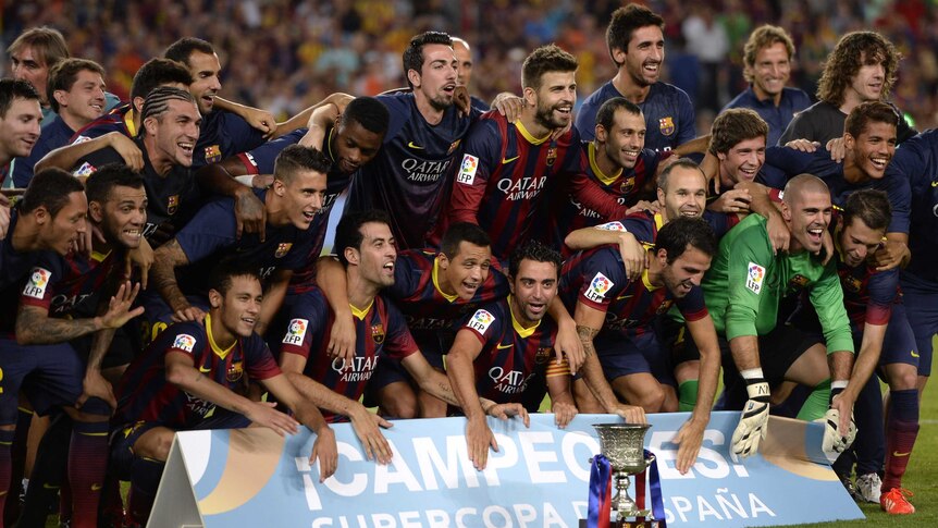 Barcelona celebrates Super Cup win