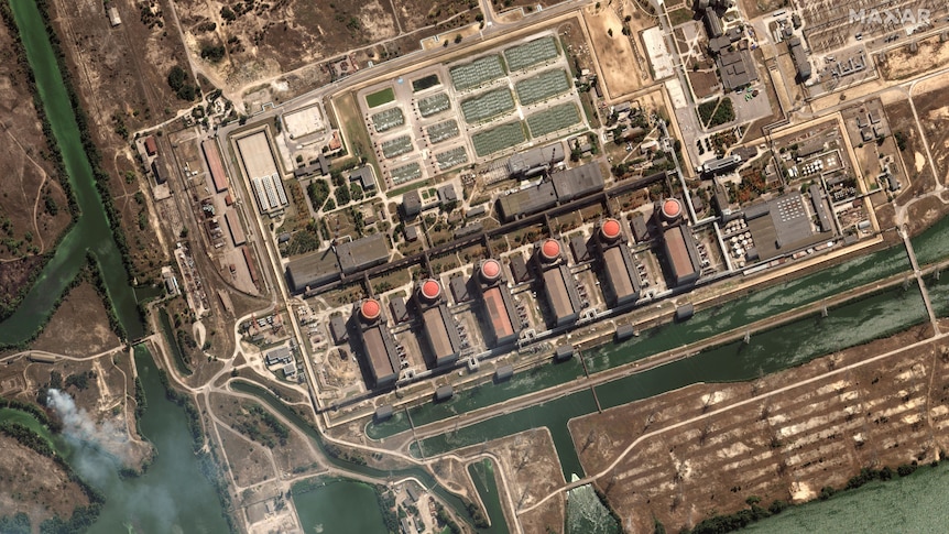 A satellite imagery shows closer view of reactors at Zaporizhzhia nuclear power plant